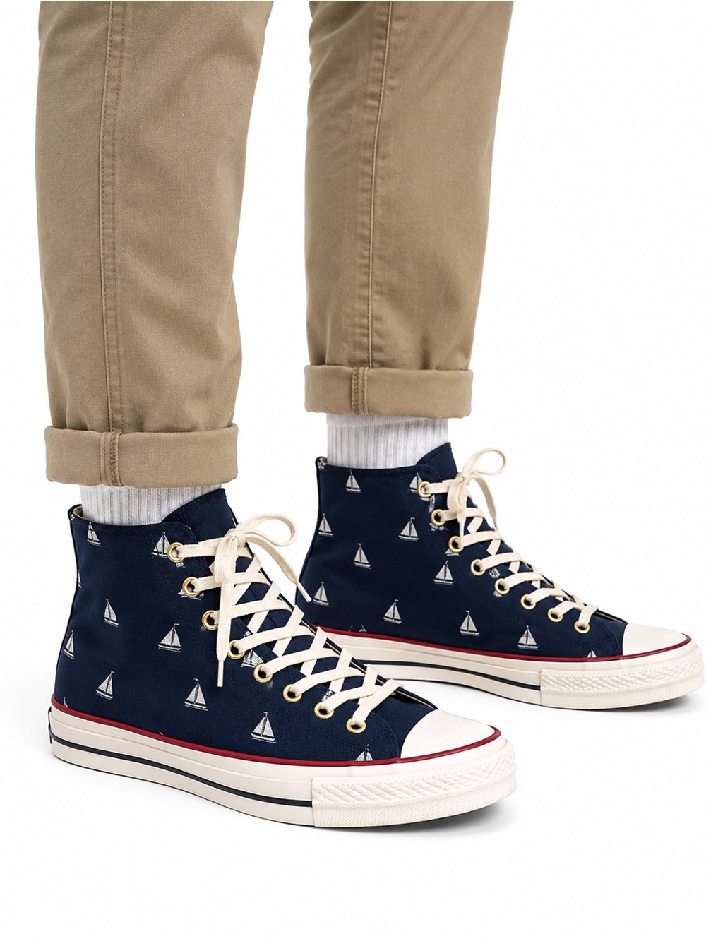 Size 7.5‎ Converse Men’s Chuck 70 Nautical Flag High Top Canvas Sneakers